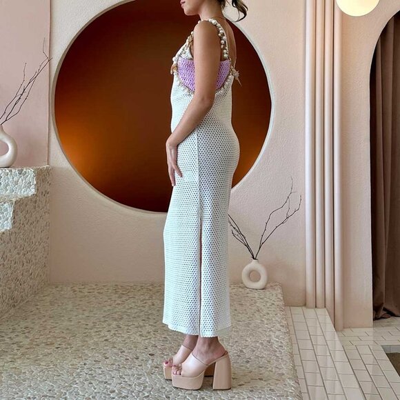 Melie Bianco Purple Sea Shell Clutch Handbag - Picture 12 of 12